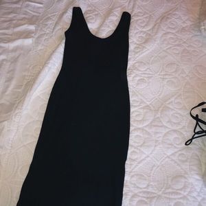 Black cotton body con dress